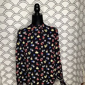Boden Black Floral Blouse – Size 16/18